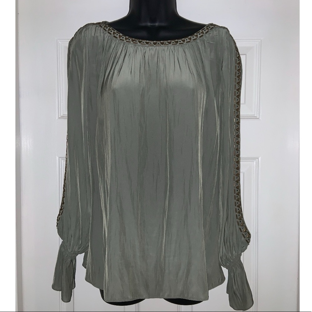 Ramy Brook ‼️ SALE‼️ Clara slit embellished long sleeve blouse— NWT